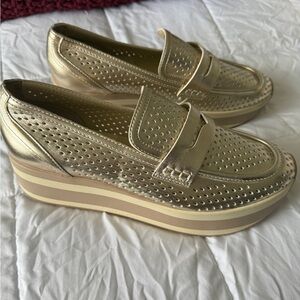 Gold Platform Loafers